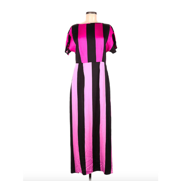 Christopher John Rogers for Target Black Pink Stripe Midi Dress - Picture 7 of 9